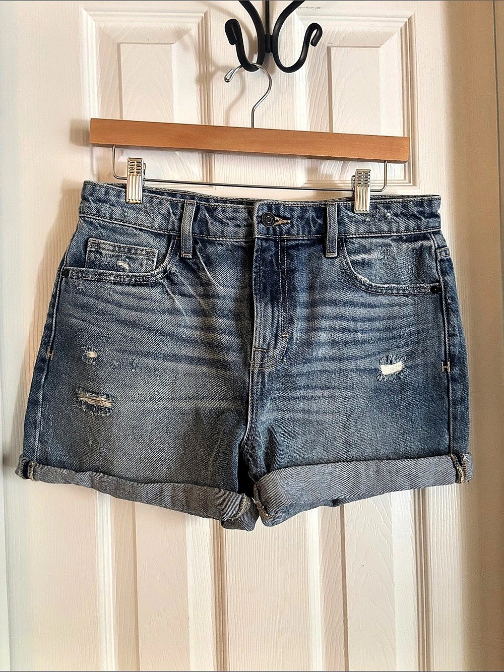 Hidden Jean Shorts Distressed Blue Size Medium